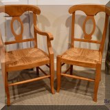 F53. Set of 4 rush seat chairs with circle back. Two side chairs and two arm chairs. - $240